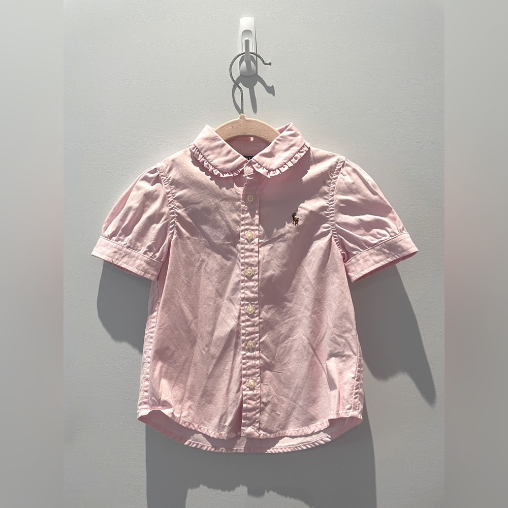 Ralph Lauren Ruffled Short-Sleeve Shirt Light Pink